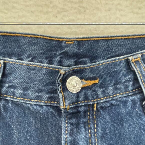 Levis 577 Jeans Womens 32 Medium Blue Loose Fit Lower Rise Crop Raw Hem Straight - Picture 5 of 11